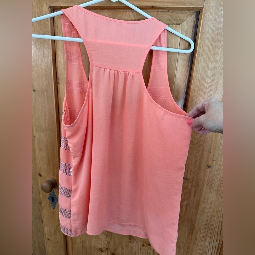 Banana Republic Sleeveless Sequined Tank Apricot Color Size Medium Y2K 90’s Club - Picture 7 of 10